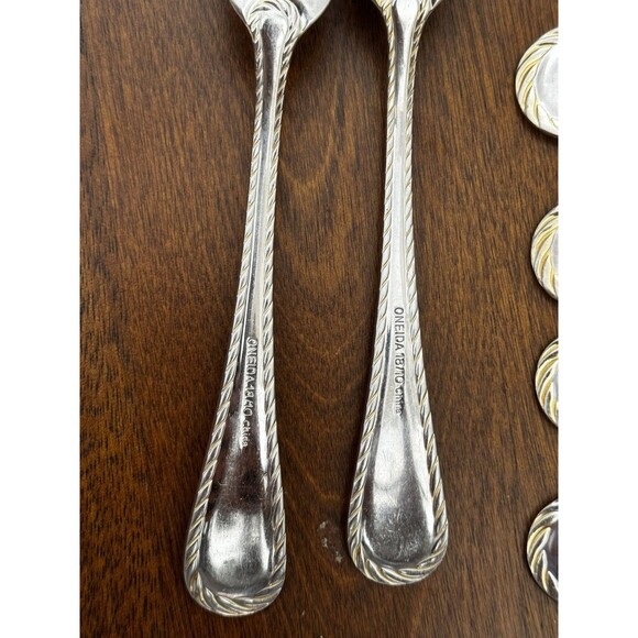 Oneida Belmont Lyons Stainless Nickel 18/10 Rope Edge Silverware Set Of 6 Forks - Picture 11 of 16